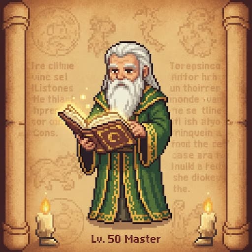 The Master Scholar surrounded by books